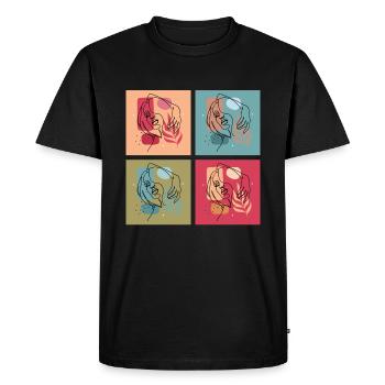 Lineart minimaliste Les femmes font face à l’art - T-shirt Premium bio Homme - noir - Devant - Nico (187cm)