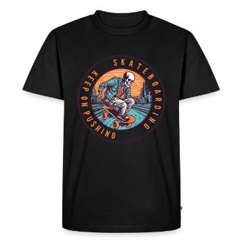 Skull Skeleton Skateboard Skater - Men's Premium Organic T-Shirt - black - Front - Nico (187cm)