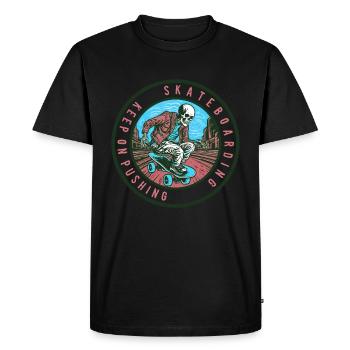 Skull Skeleton Skateboard Skater - Men's Premium Organic T-Shirt - black - Front - Nico (187cm)