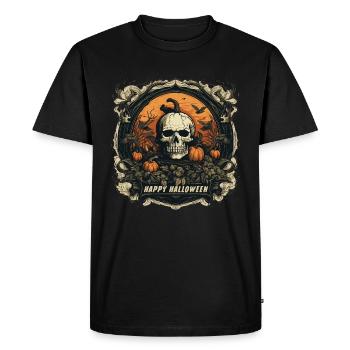 Halloween Jack O Lanterne Crâne Citrouille - T-shirt Premium bio Homme - noir - Devant - Nico (187cm)
