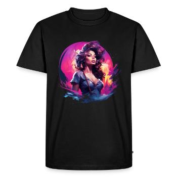 Belle femme au bord de la mer en style pin-up - T-shirt Premium bio Homme - noir - Devant - Nico (187cm)