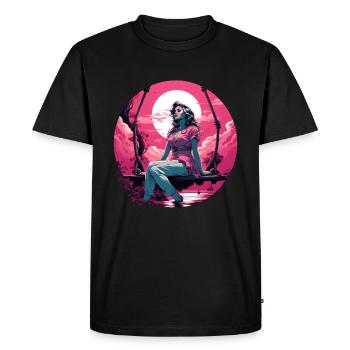 Pin-up Girl Swing Sunset - T-shirt Premium bio Homme - noir - Devant - Nico (187cm)