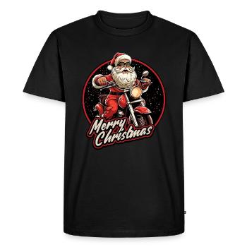Motard Père Noël Père Noël Moto - T-shirt Premium bio Homme - noir - Devant - Nico (187cm)