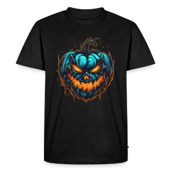 Citrouille d’Halloween colorée effrayante - T-shirt Premium bio Homme - noir - Devant - Nico (187cm)