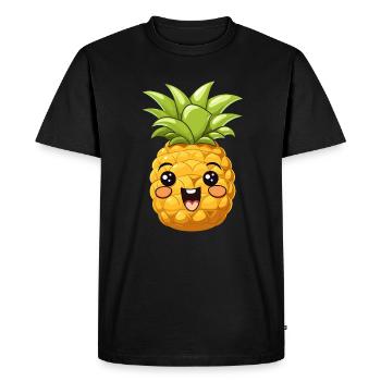 Cute Funny Pineapple Summer Kawaii Gift - Men's Premium Organic T-Shirt - black - Front - Nico (187cm)