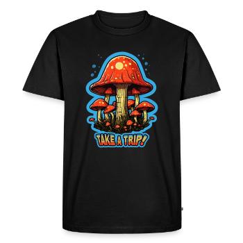Take A Trip Toadstool Mushroom Mushroom Picker - Men's Premium Organic T-Shirt - black - Front - Nico (187cm)