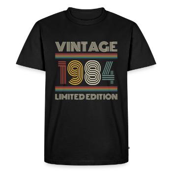 Millésime 1984 édition limitée 50e anniversaire - T-shirt Premium bio Homme - noir - Devant - Nico (187cm)