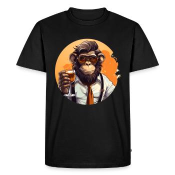 Singe cool avec boisson Drôle d’animaux chimpanzé - T-shirt Premium bio Homme - noir - Devant - Nico (187cm)