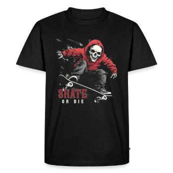 Squelette Crâne Skater Skateboarder Skateboard - T-shirt Premium bio Homme - noir - Devant - Nico (187cm)