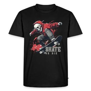 Squelette Crâne Skater Skateboarder Skateboard - T-shirt Premium bio Homme - noir - Devant - Nico (187cm)