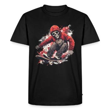 Squelette Crâne Skater Skateboarder Skateboard - T-shirt Premium bio Homme - noir - Devant - Nico (187cm)