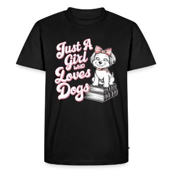 Juste une fille qui aime les chiens Amoureux des chiens - T-shirt Premium bio Homme - noir - Devant - Nico (187cm)