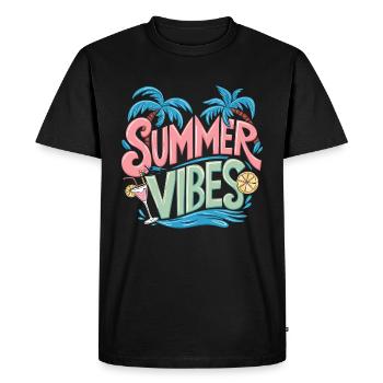 Summer Vibes Soleil Vacances Palmiers - T-shirt Premium bio Homme - noir - Devant - Nico (187cm)