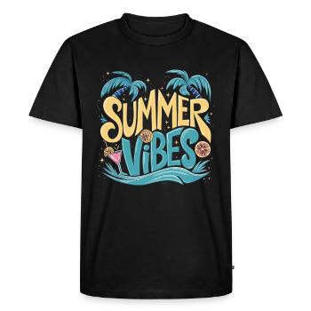 Summer Vibes Sun Holiday Palm Trees - Men's Premium Organic T-Shirt - black - Front - Nico (187cm)
