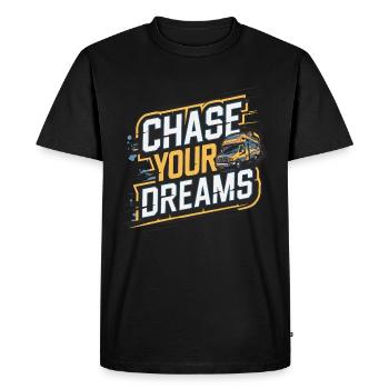 RV Caravan Saying Chase Your Dreams Holiday - Men's Premium Organic T-Shirt - black - Front - Nico (187cm)