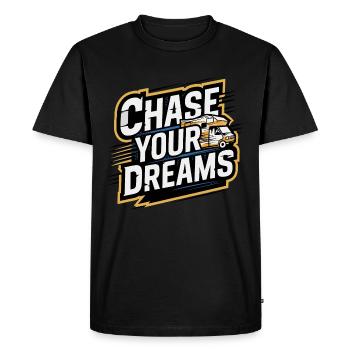 RV Caravan Saying Chase Your Dreams Holiday - Men's Premium Organic T-Shirt - black - Front - Nico (187cm)
