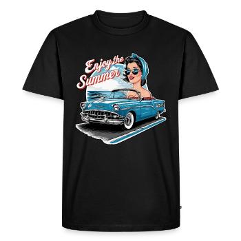 Femme cabriolet Profitez de l’été des années 1950 1960 - T-shirt Premium bio Homme - noir - Devant - Nico (187cm)