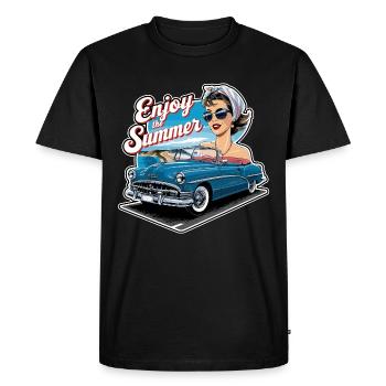 Femme cabriolet Profitez de l’été des années 1950 1960 - T-shirt Premium bio Homme - noir - Devant - Nico (187cm)
