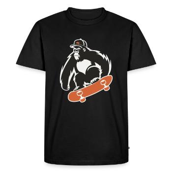 Skateboard, Skateboarder, Skater, Gorilla, Monkey, Animal - Men's Premium Organic T-Shirt - black - Front - Nico (187cm)