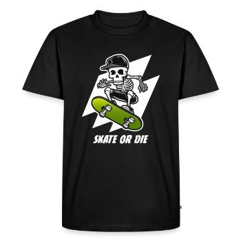 Skeleton Skateboarder Skull Skater - Men's Premium Organic T-Shirt - black - Front - Nico (187cm)