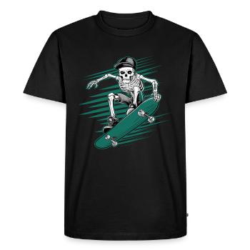 Skeleton Skateboarder Skull Skater - Men's Premium Organic T-Shirt - black - Front - Nico (187cm)