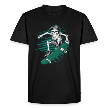 Skeleton Skull Skater Skateboarder Skateboarder - Men's Premium Organic T-Shirt - black - Front - Nico (187cm)