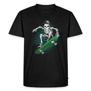 Skeleton Skull Skateboarder Skater - Men's Premium Organic T-Shirt - black - Front - Nico (187cm)