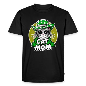 Cat Mom Funny Cat with Sunglasses and Dresses - Men's Premium Organic T-Shirt - black - Front - Nico (187cm)