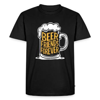 Beer Mug Saying Beer Friends Forever - Men's Premium Organic T-Shirt - black - Front - Nico (187cm)