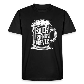 Beer Mug Saying Beer Friends Forever - Men's Premium Organic T-Shirt - black - Front - Nico (187cm)