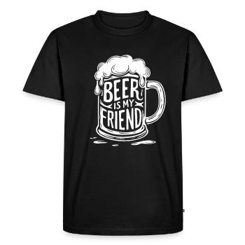 Beer Beer Mug Saying Beer is my Friend - Men's Premium Organic T-Shirt - black - Front - Nico (187cm)