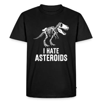 Squelette de dinosaure T-Rex disant que je déteste les astéroïdes - T-shirt Premium bio Homme - noir - Devant - Nico (187cm)