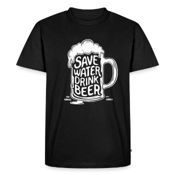 Beer Beer Mug Saying Save Water Drink Beer - Men's Premium Organic T-Shirt - black - Front - Nico (187cm)