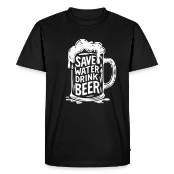 Beer Beer Mug Saying Save Water Drink Beer - Men's Premium Organic T-Shirt - black - Front - Nico (187cm)