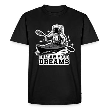 Kayak Astronaut Follow Your Dreams - Men's Premium Organic T-Shirt - black - Front - Nico (187cm)