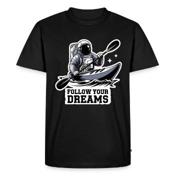 Kayak Astronaut Follow Your Dreams - Men's Premium Organic T-Shirt - black - Front - Nico (187cm)