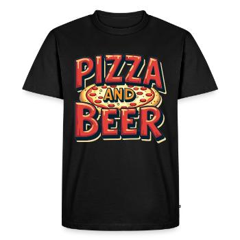 Pizza et bière Nourriture Alcool Dictons amusants - T-shirt Premium bio Homme - noir - Devant - Nico (187cm)
