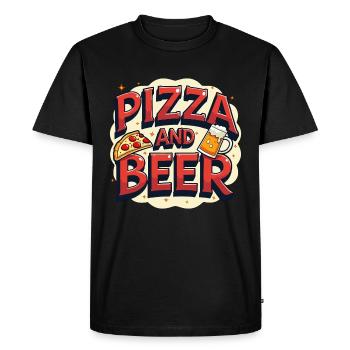 Pizza et bière Nourriture Alcool Dictons amusants - T-shirt Premium bio Homme - noir - Devant - Nico (187cm)