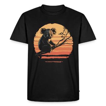 Koala on Tree Vintage Sunset - Men's Premium Organic T-Shirt - black - Front - Nico (187cm)