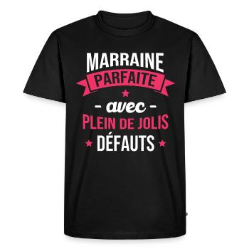 Marraine parfaite avec plein de jolis défauts - T-shirt Premium bio Homme - noir - Devant - Nico (187cm)