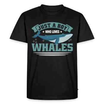 Observation des baleines Observation des baleines Orques Bleu Baleine - T-shirt Premium bio Homme - noir - Devant - Nico (187cm)