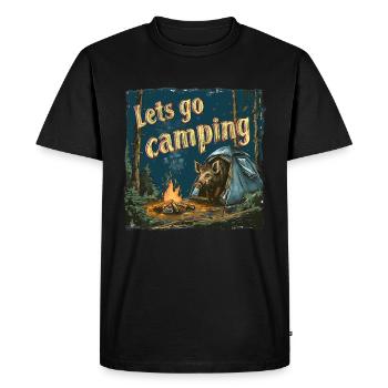 Lets Go Camping Wild Boar Adventure Camping - Men's Premium Organic T-Shirt - black - Front - Nico (187cm)