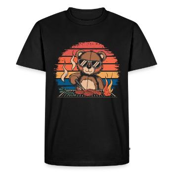 Ours en peluche grillant un BBQ sur le gril - T-shirt Premium bio Homme - noir - Devant - Nico (187cm)