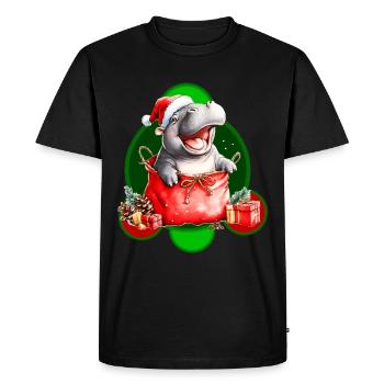 Christmas hippo - Men's Premium Organic T-Shirt - black - Front - Nico (187cm)