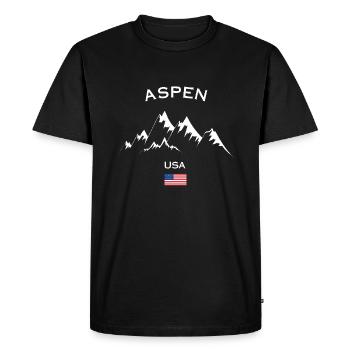 Station de ski d’Aspen, Colorado, Souvenirs Mountains - T-shirt Premium bio Homme - noir - Devant - Nico (187cm)