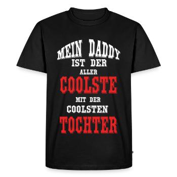 Daddy ist der coolste mit der coolsten Tochter - Männer Premium Bio T-Shirt - Schwarz - Vorne - Nico (187cm)