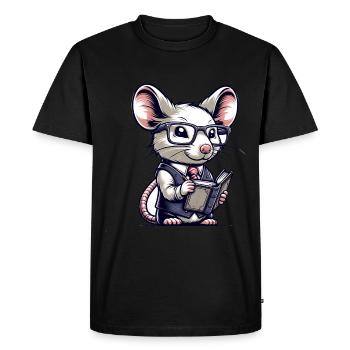 Professeur de souris mignon - T-shirt Premium bio Homme - noir - Devant - Nico (187cm)