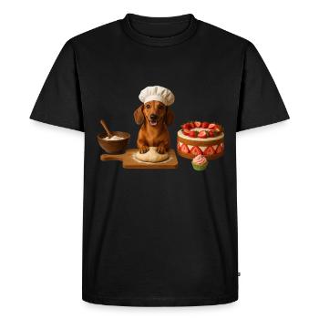 Teckel préparant des biscuits pour gâteaux - T-shirt Premium bio Homme - noir - Devant - Nico (187cm)