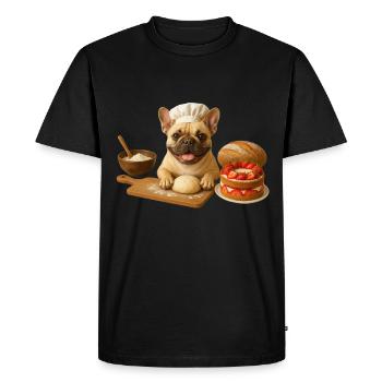 Bouledogue français Gâteau Biscuits - T-shirt Premium bio Homme - noir - Devant - Nico (187cm)