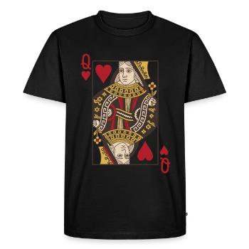 Cartes Coeur Queen Skat Poker Doppelkopf - T-shirt Premium bio Homme - noir - Devant - Nico (187cm)